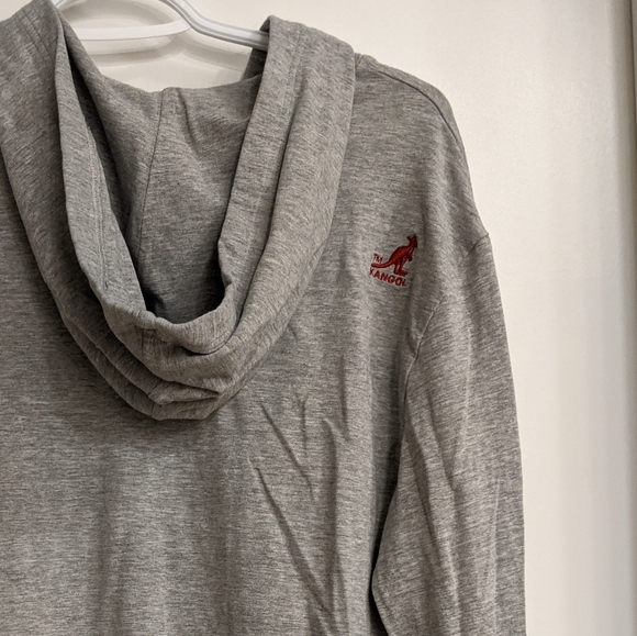 Men's hooded long sleeve shirt kangol size Large Red and Light grey - Picture 7 of 7